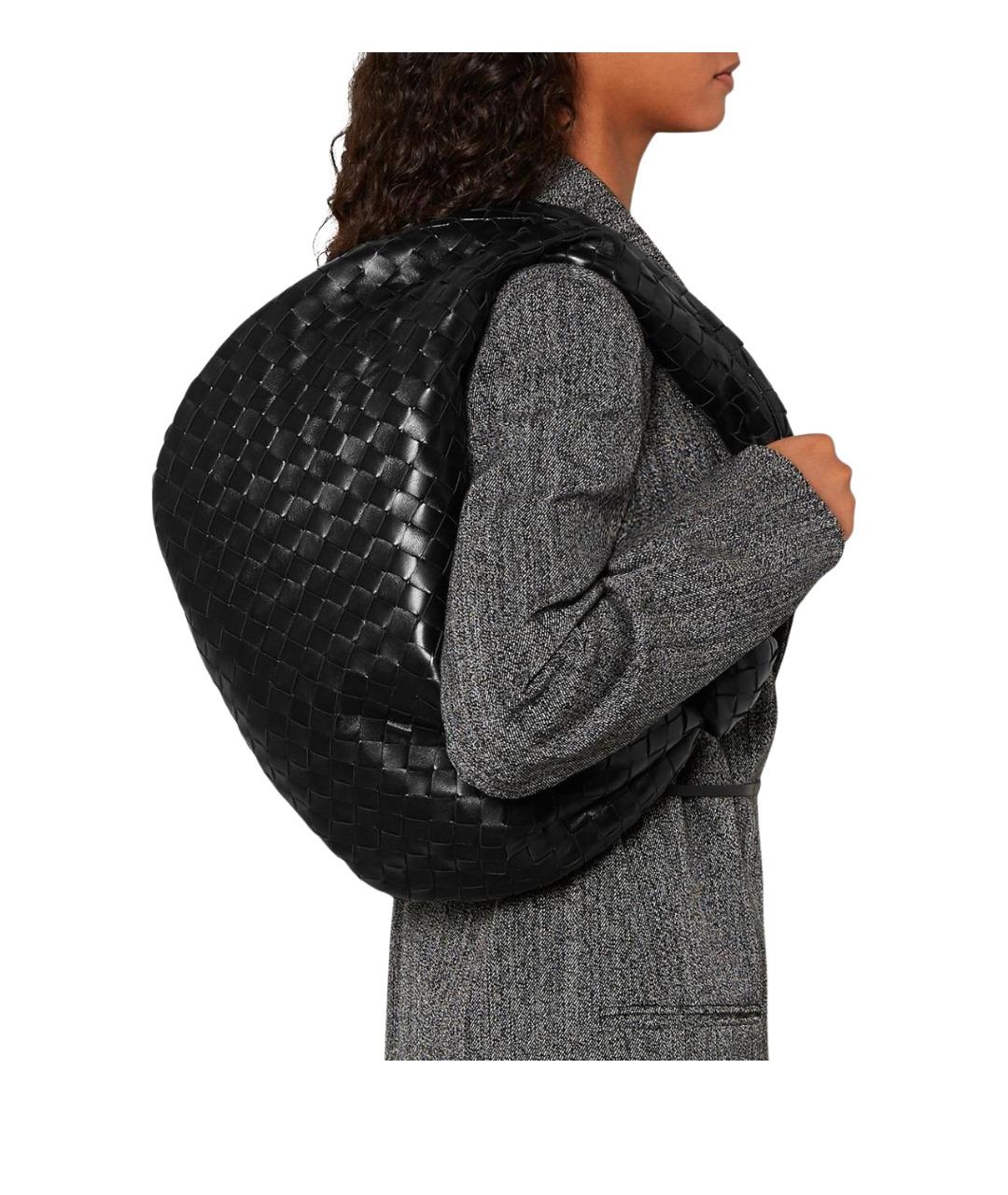 BOTTEGA VENETA Черная кожаная сумка через плечо, фото 7