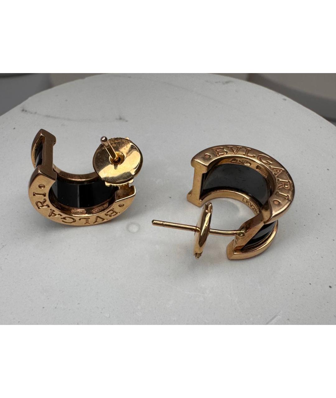 BVLGARI Черные серьги из розового золота, фото 3