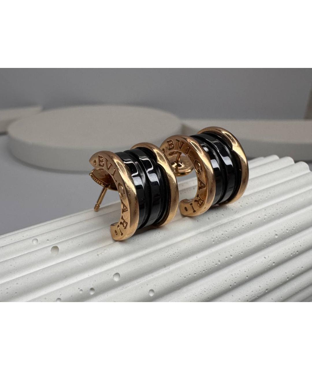 BVLGARI Черные серьги из розового золота, фото 6