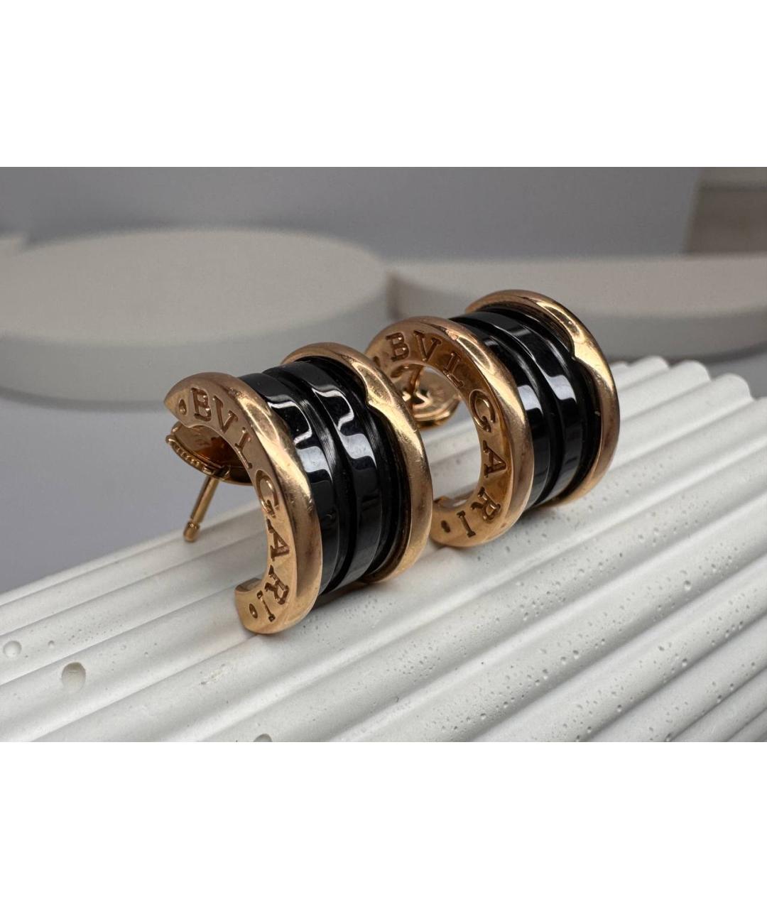 BVLGARI Черные серьги из розового золота, фото 2