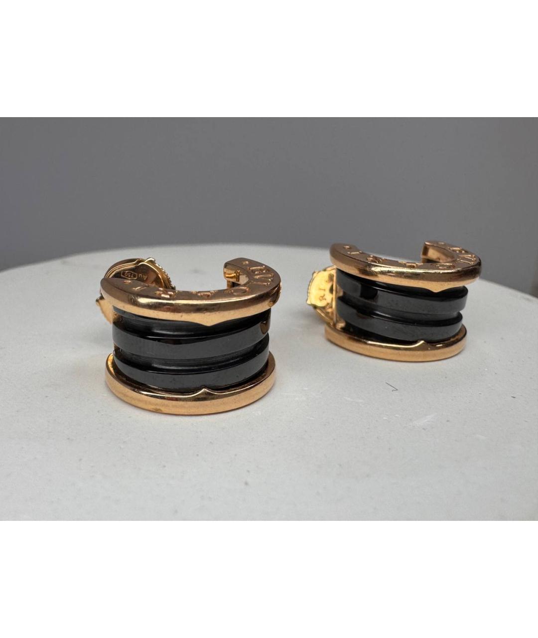 BVLGARI Черные серьги из розового золота, фото 4