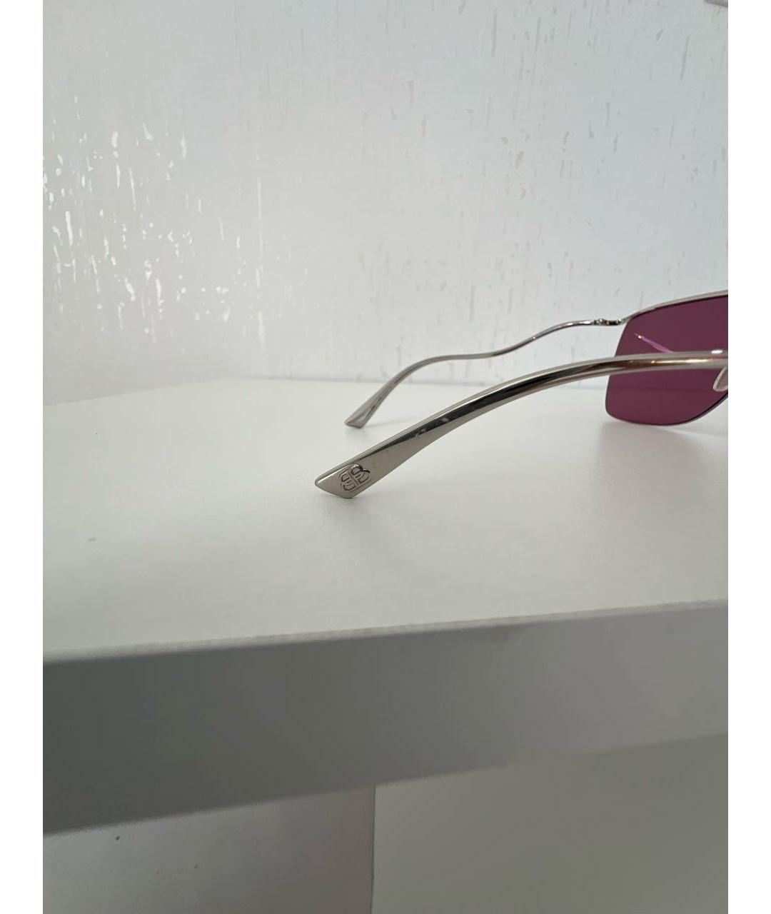 BALENCIAGA Серебряные металлические солнцезащитные очки, фото 3