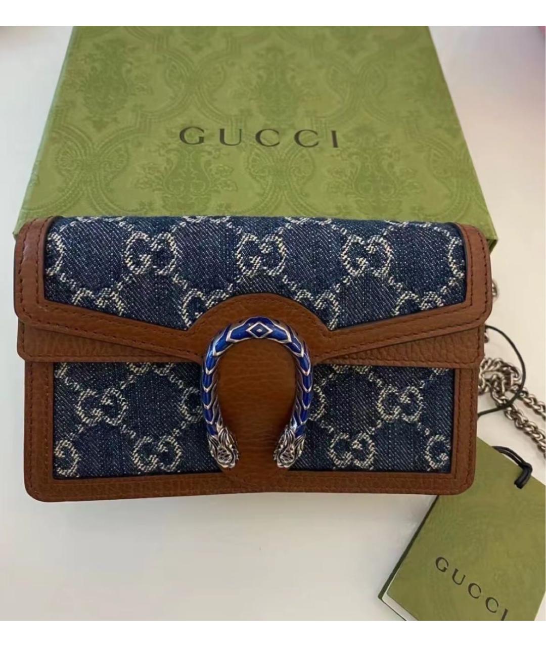 GUCCI Темно-синяя деним сумка через плечо, фото 2
