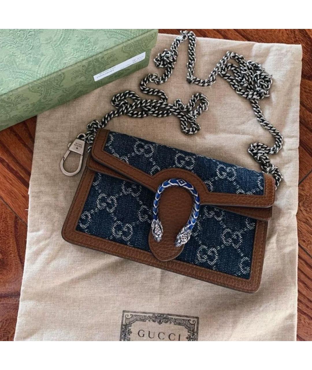 GUCCI Темно-синяя деним сумка через плечо, фото 3