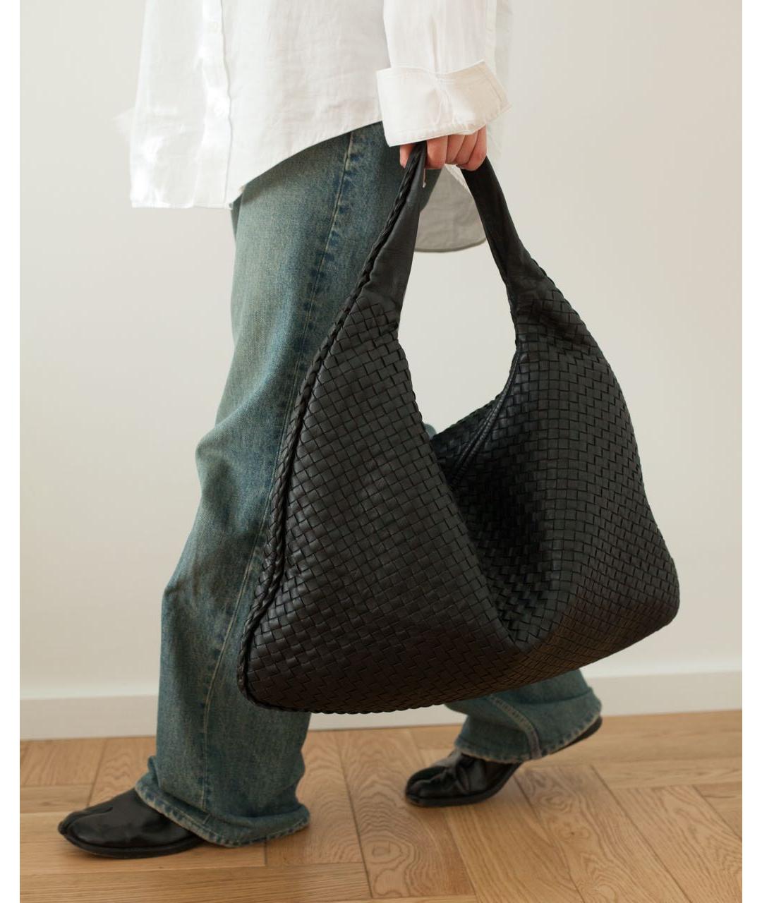 BOTTEGA VENETA Черная кожаная сумка тоут, фото 3