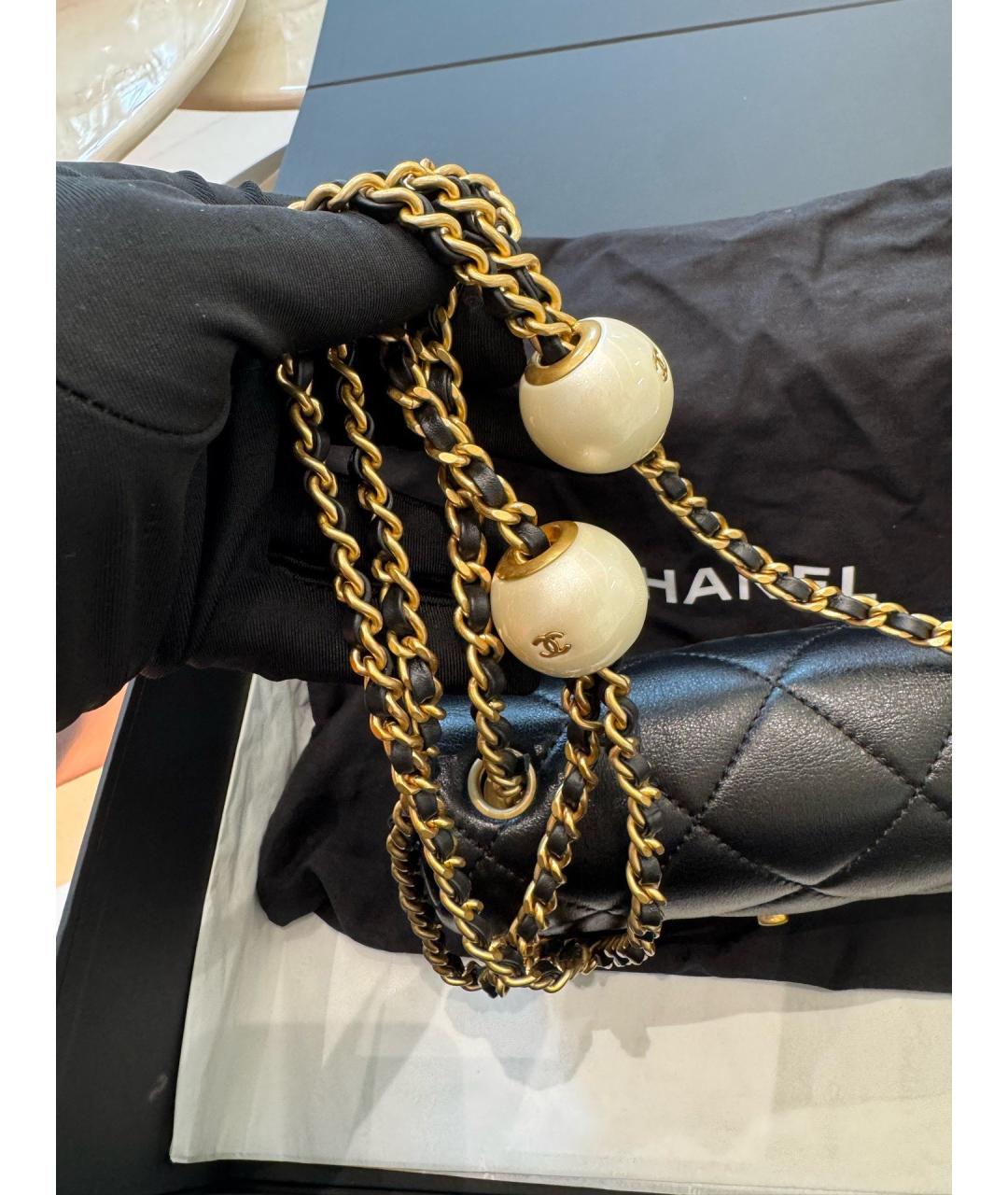 CHANEL Черная кожаная сумка через плечо, фото 7