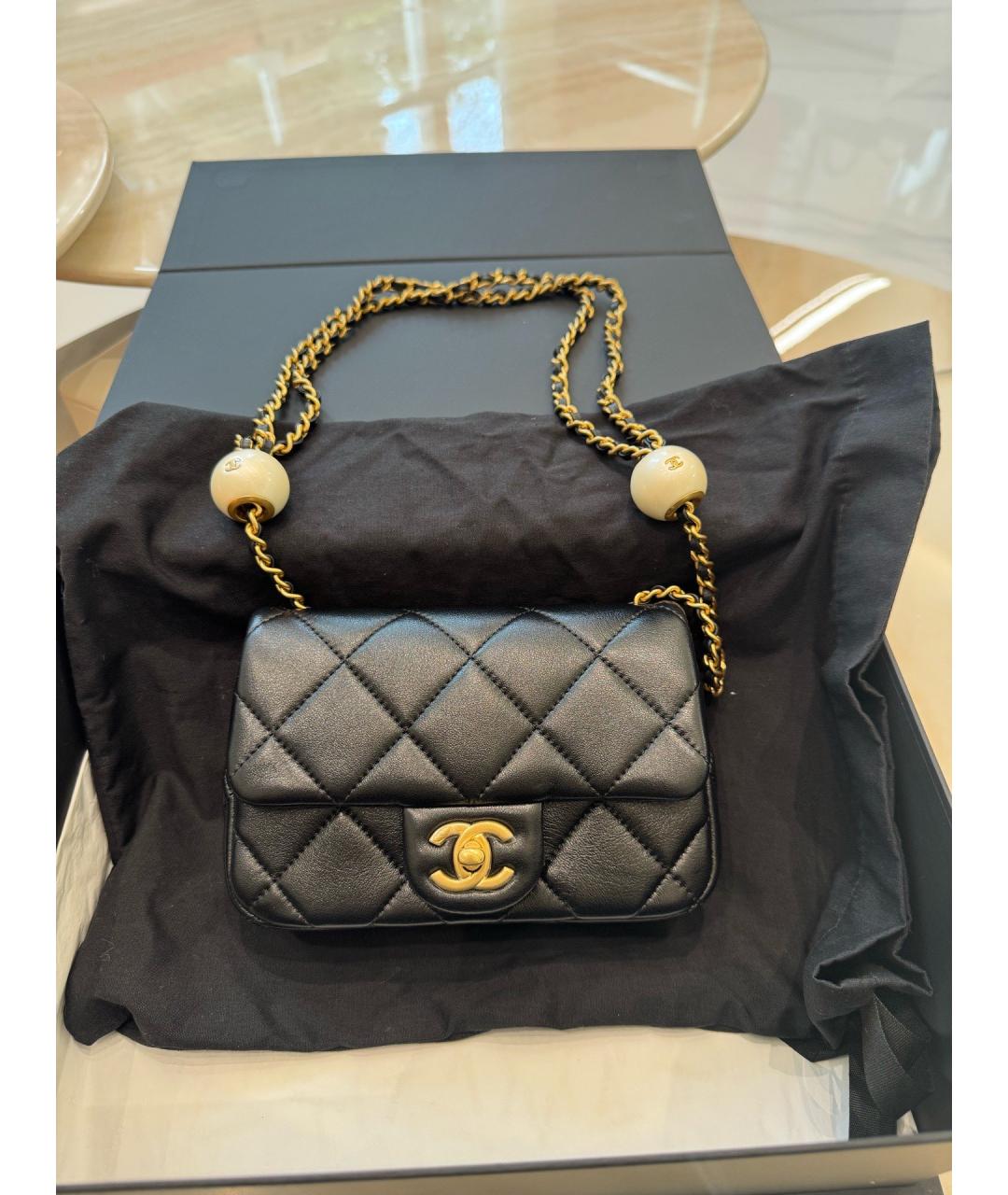 CHANEL Черная кожаная сумка через плечо, фото 9