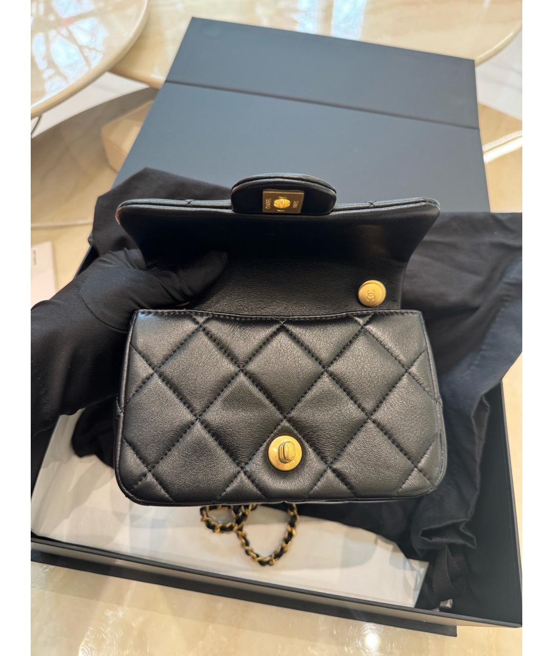 CHANEL Черная кожаная сумка через плечо, фото 8