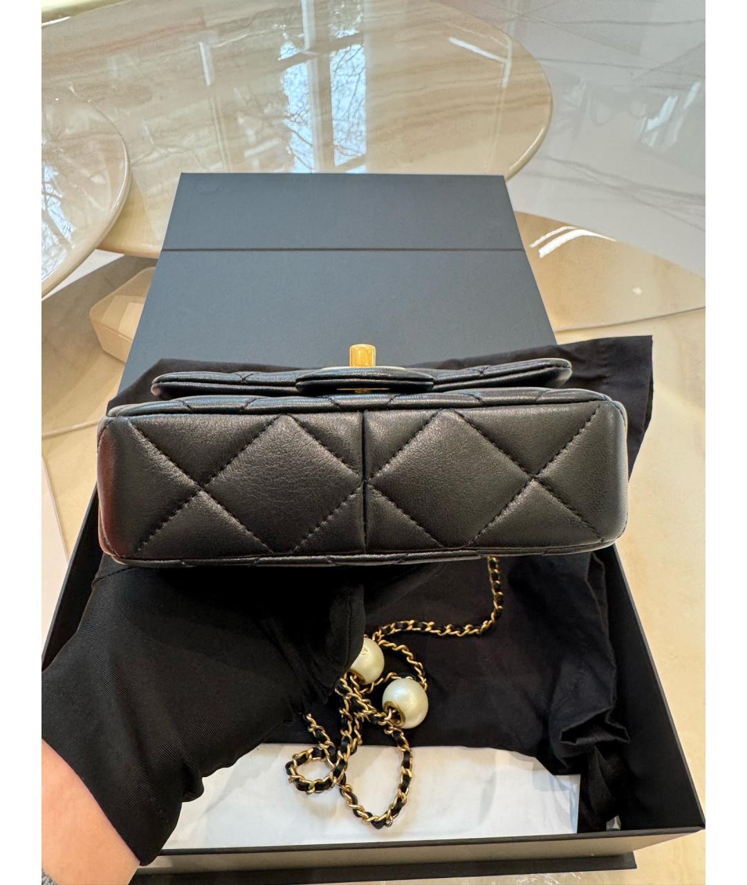 CHANEL Черная кожаная сумка через плечо, фото 6