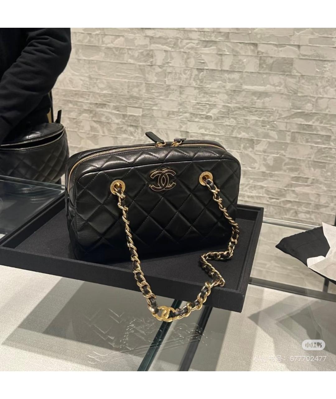 CHANEL Черная кожаная сумка через плечо, фото 8