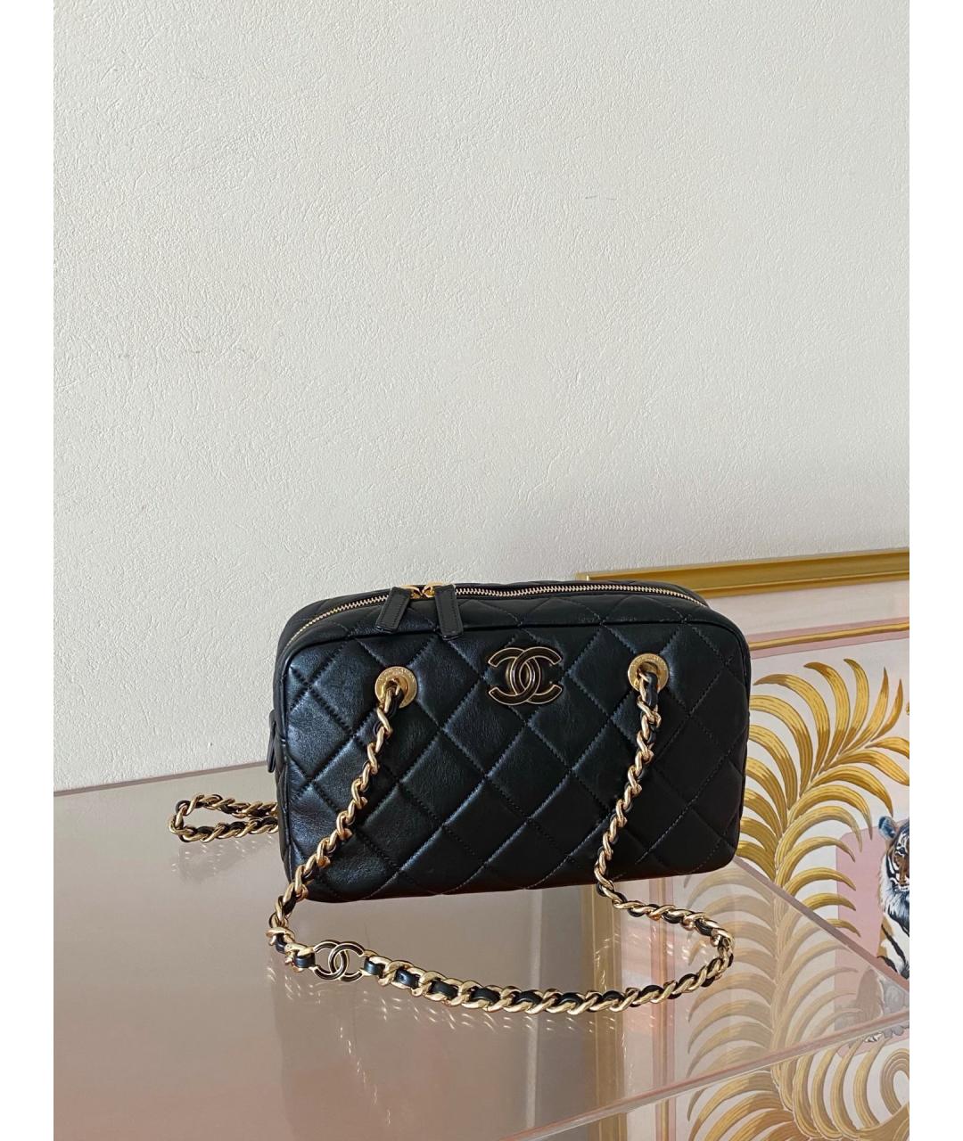 CHANEL Черная кожаная сумка через плечо, фото 9