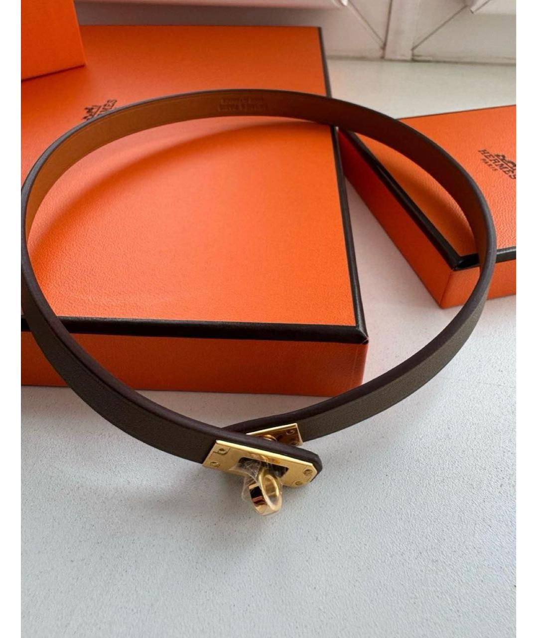 HERMES Серый кожаный браслет, фото 2