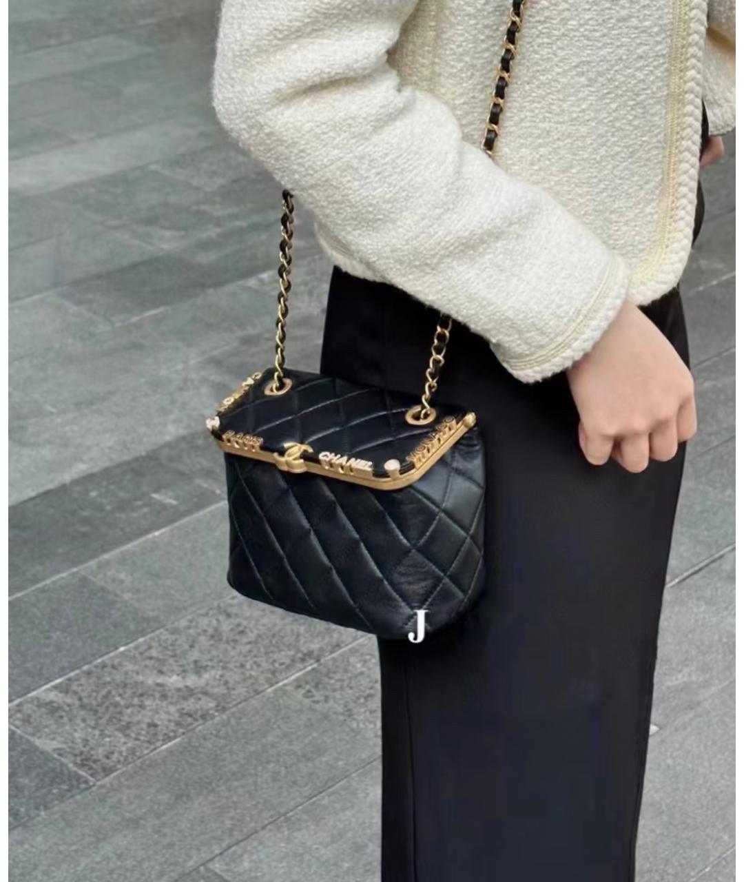 CHANEL Черная кожаная сумка через плечо, фото 6