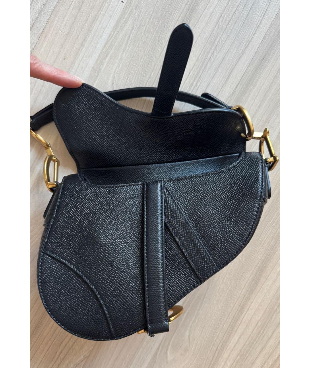 CHRISTIAN DIOR Черная кожаная сумка через плечо, фото 7