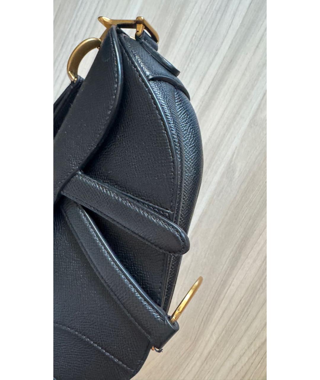 CHRISTIAN DIOR Черная кожаная сумка через плечо, фото 3