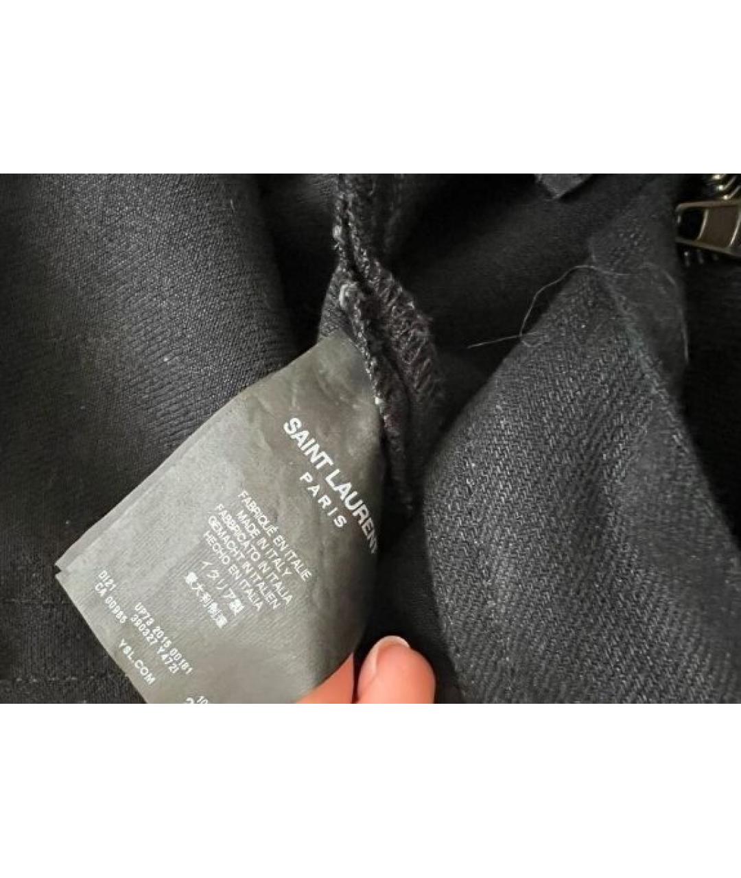 SAINT LAURENT Черные хлопко-эластановые джинсы слим, фото 5