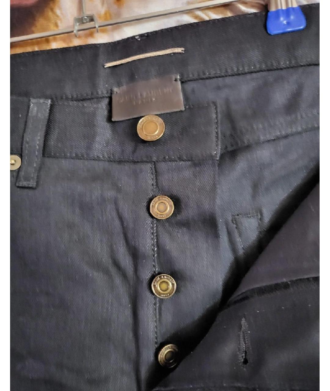 SAINT LAURENT Черные хлопко-эластановые джинсы слим, фото 8