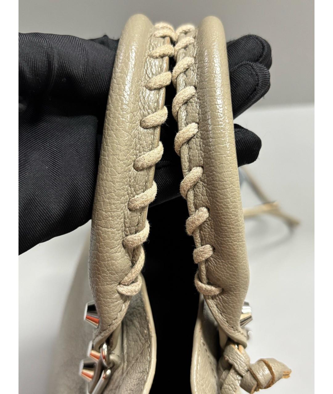 BALENCIAGA Хаки кожаная сумка с короткими ручками, фото 7