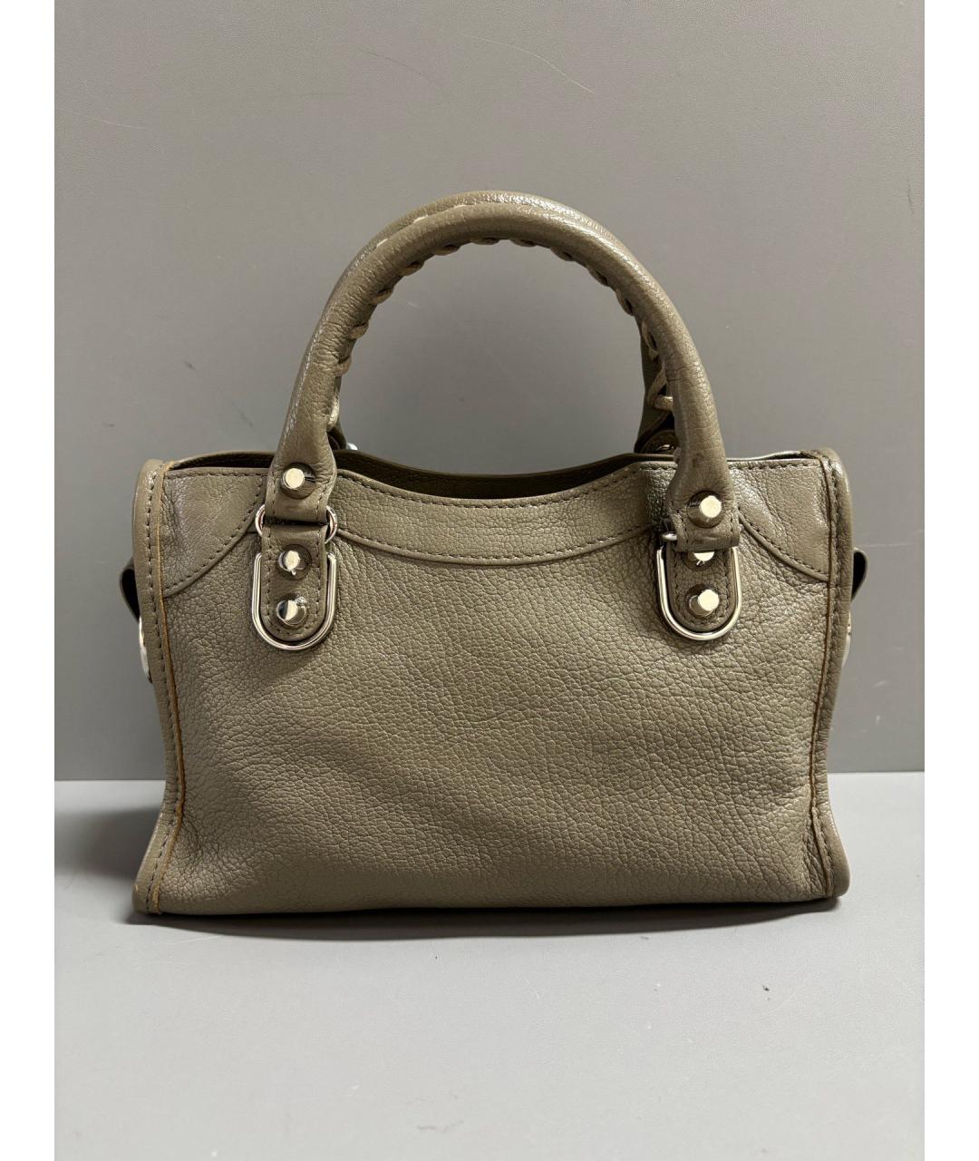 BALENCIAGA Хаки кожаная сумка с короткими ручками, фото 2