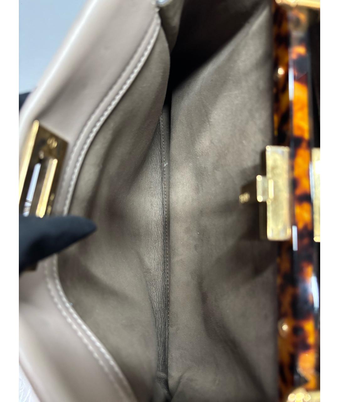 FENDI Серая кожаная сумка тоут, фото 6