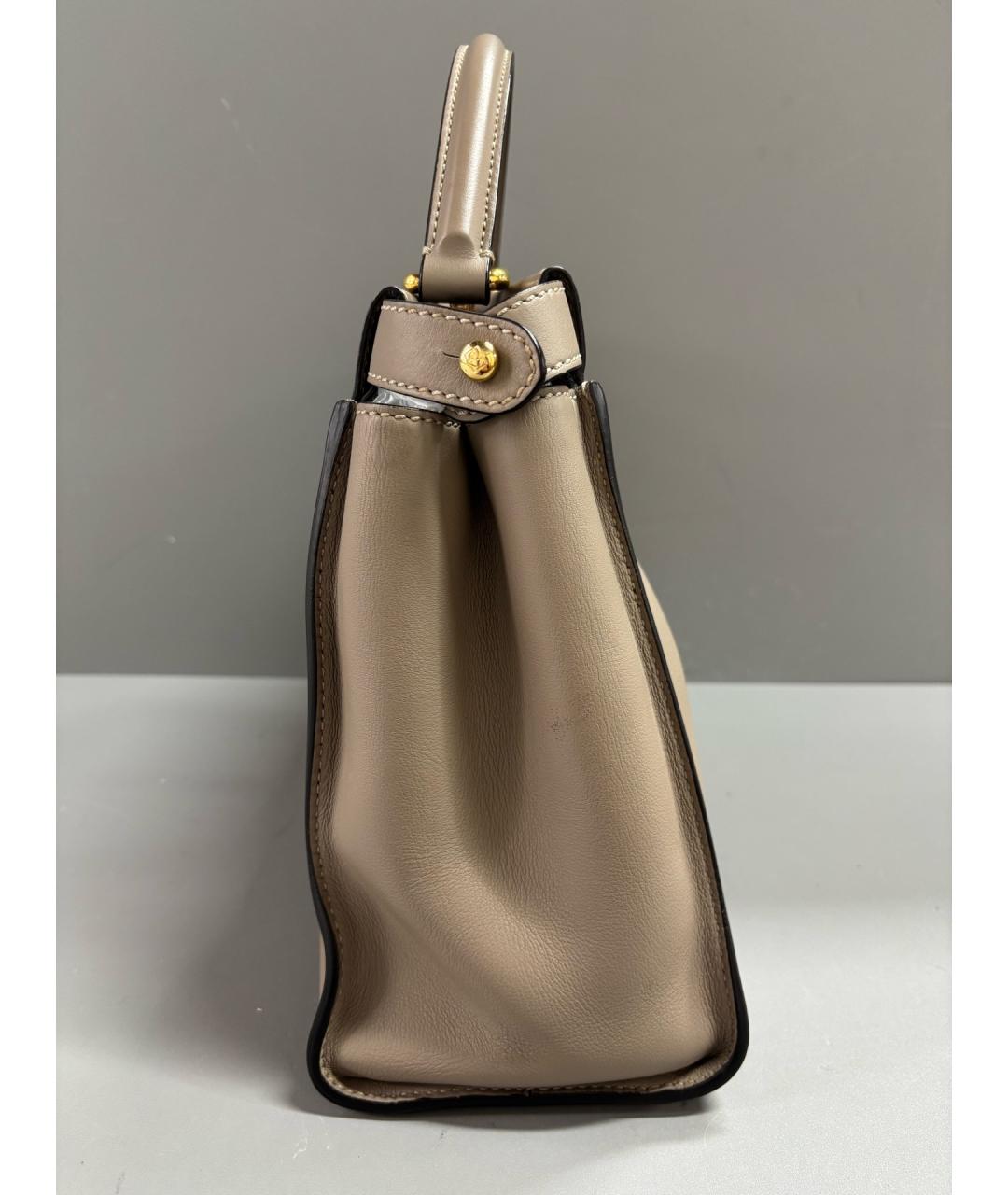 FENDI Серая кожаная сумка тоут, фото 4