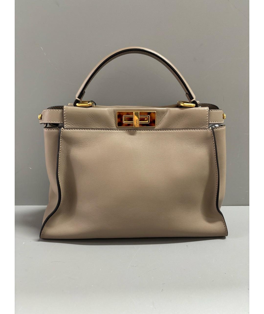 FENDI Серая кожаная сумка тоут, фото 9