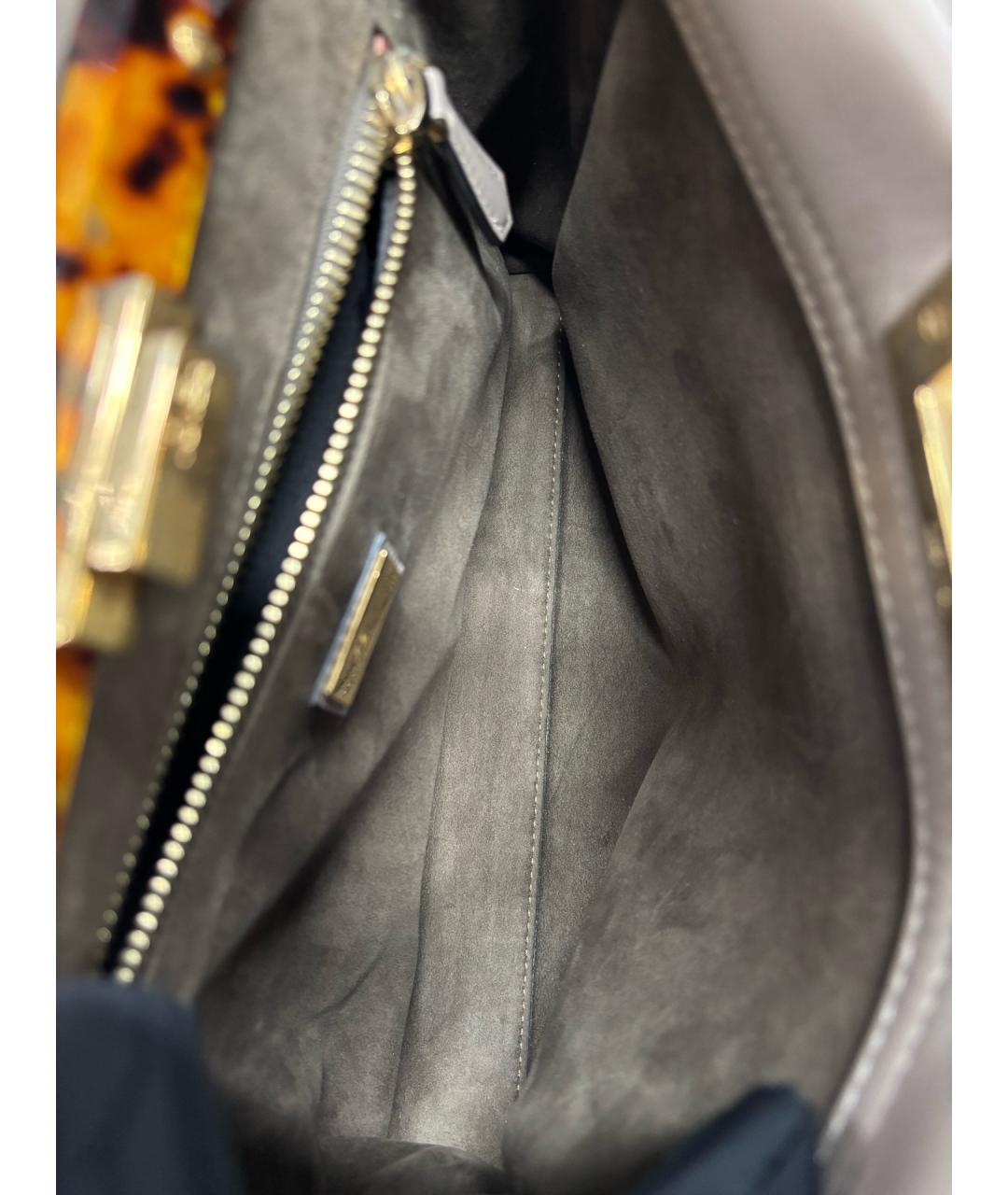 FENDI Серая кожаная сумка тоут, фото 7