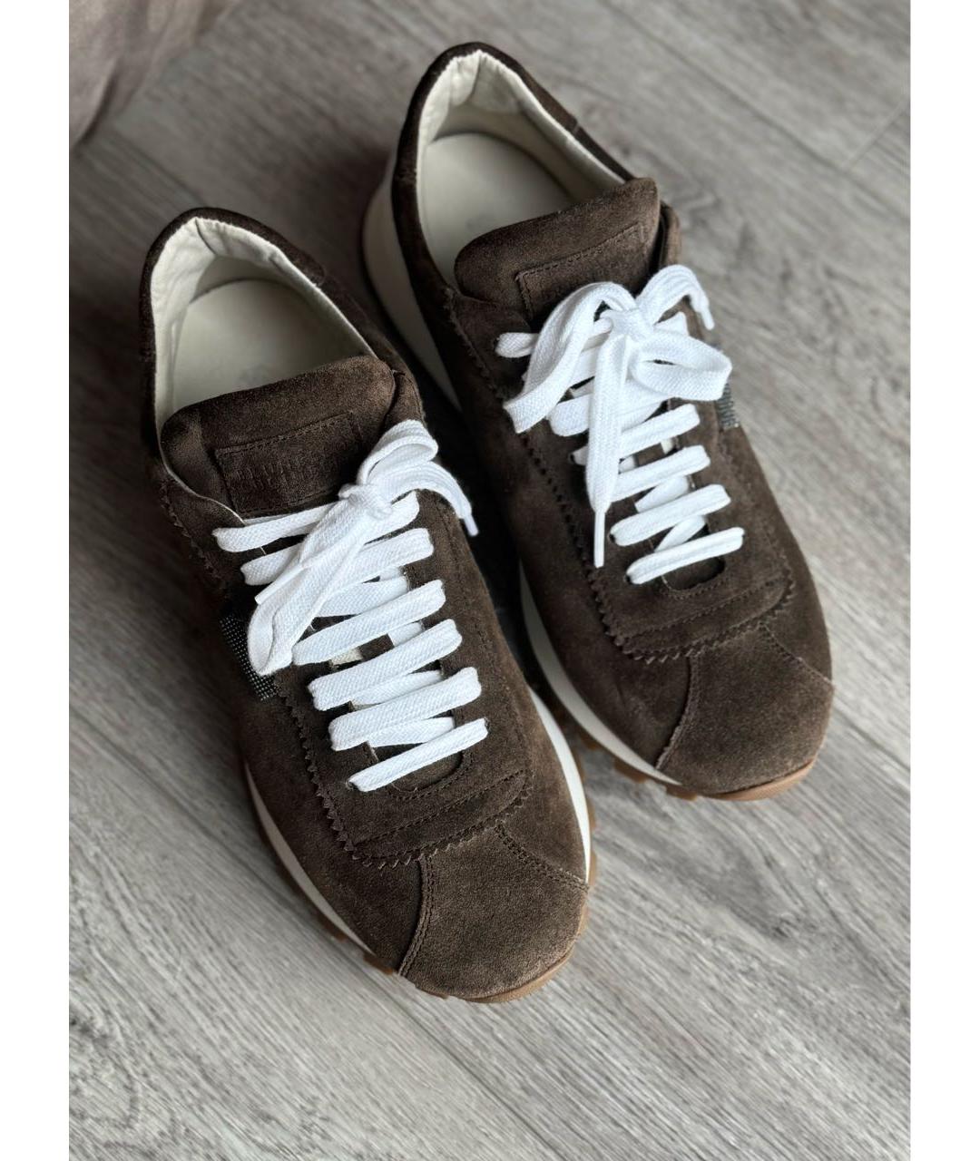 BRUNELLO CUCINELLI Коричневые замшевые кроссовки, фото 4