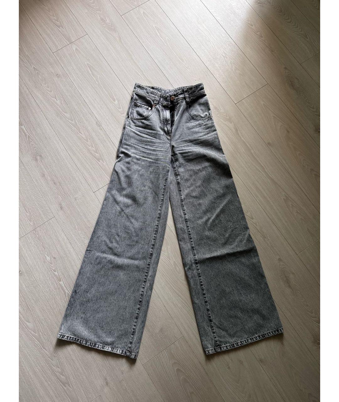 BRUNELLO CUCINELLI Серые хлопковые джинсы клеш, фото 5