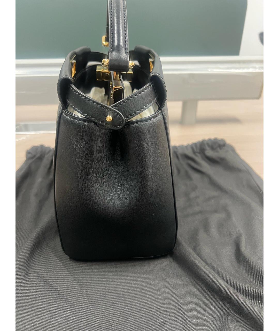 FENDI Черная кожаная сумка с короткими ручками, фото 4