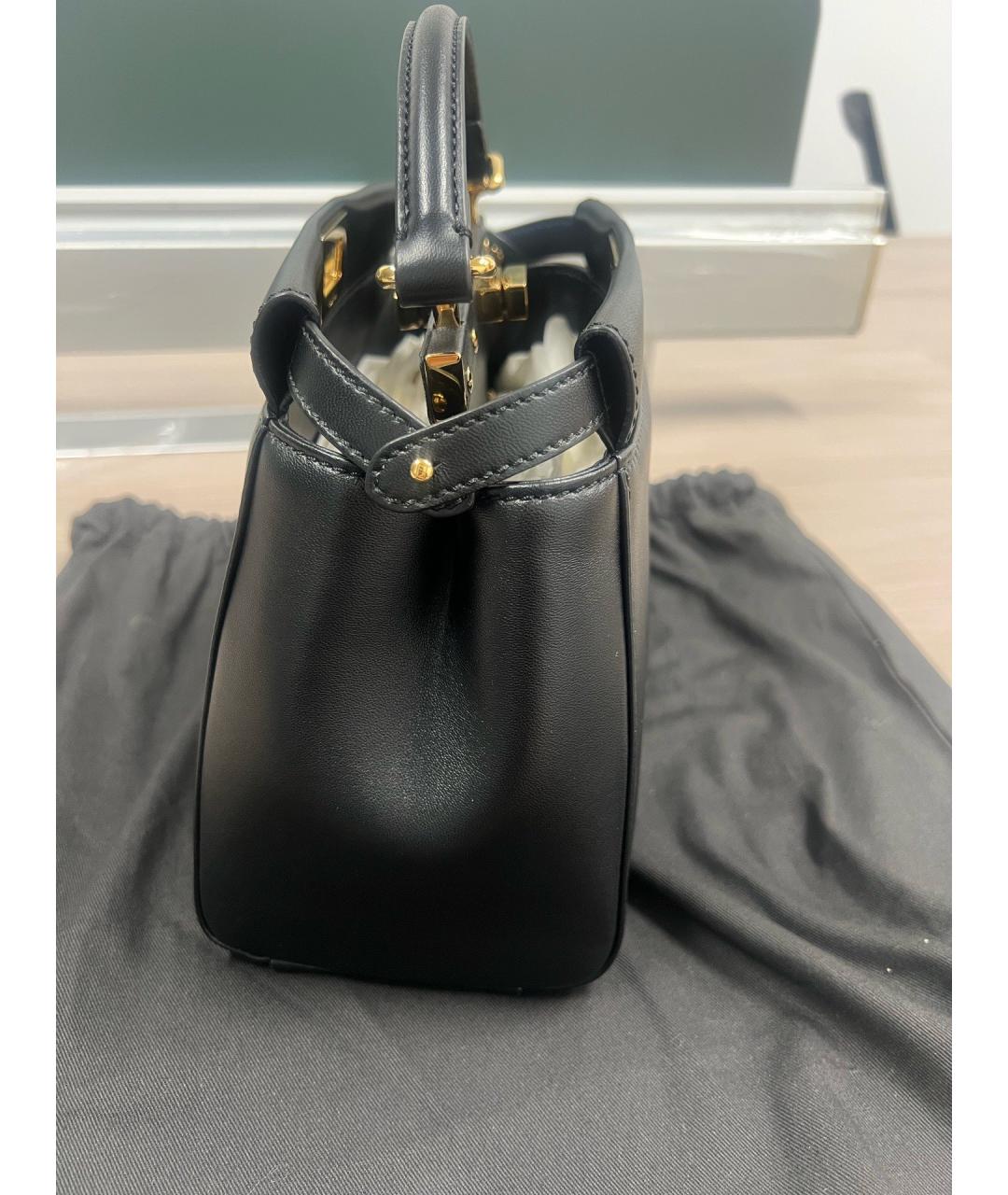 FENDI Черная кожаная сумка с короткими ручками, фото 3