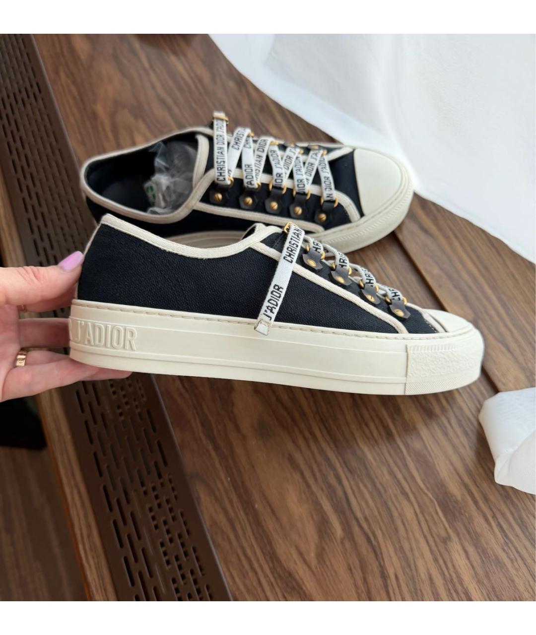 CHRISTIAN DIOR Черные текстильные кеды, фото 4