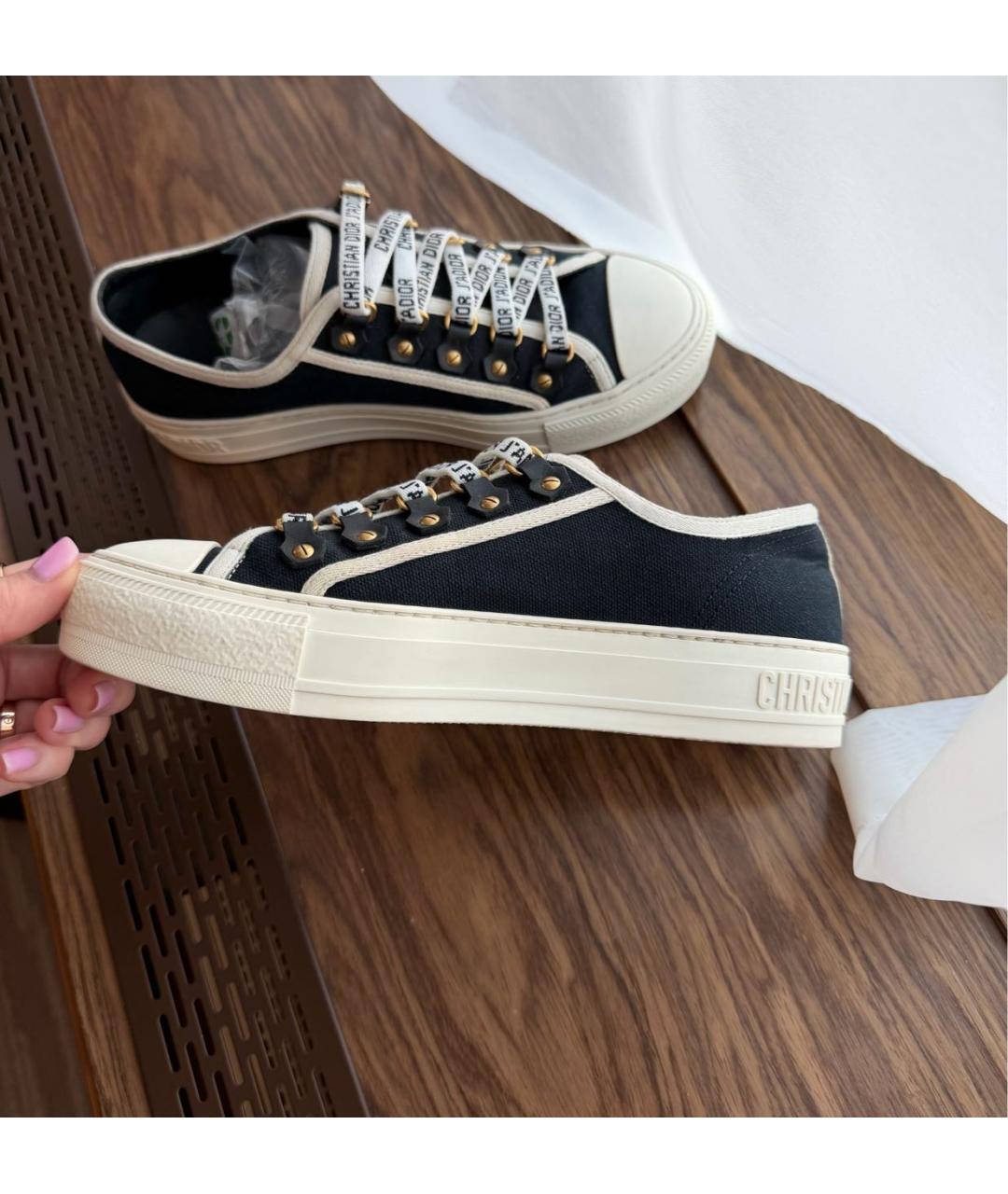 CHRISTIAN DIOR Черные текстильные кеды, фото 5