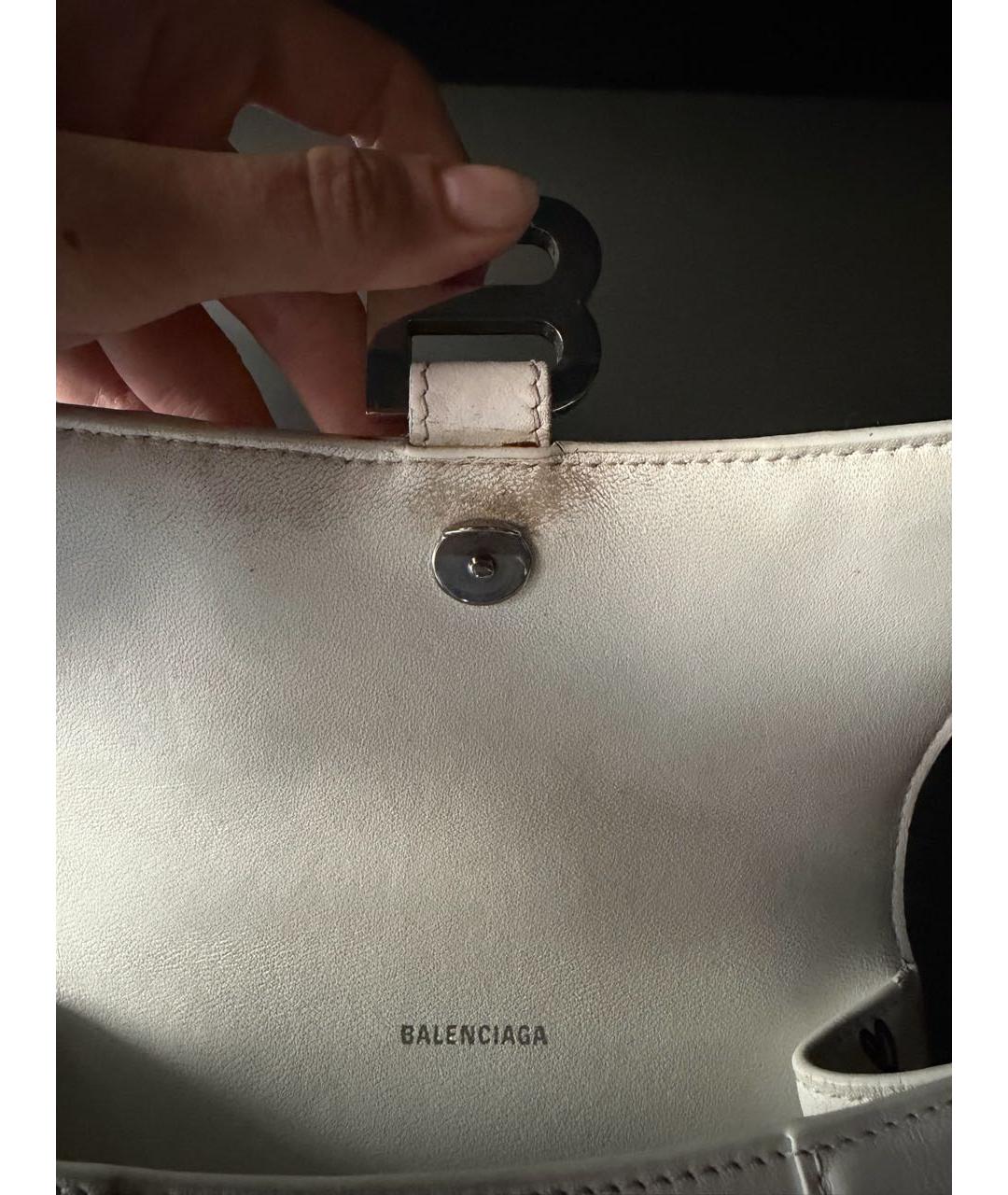 BALENCIAGA Белая кожаная сумка через плечо, фото 6