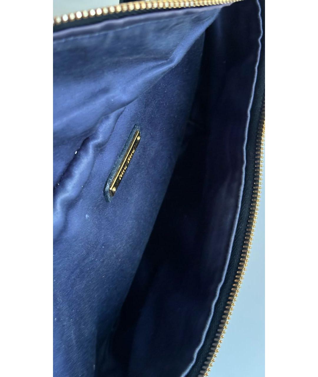 MIU MIU Темно-синяя кожаная поясная сумка, фото 5