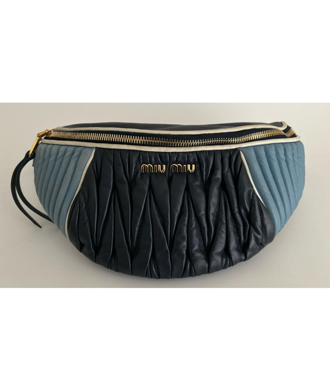 MIU MIU Темно-синяя кожаная поясная сумка, фото 9