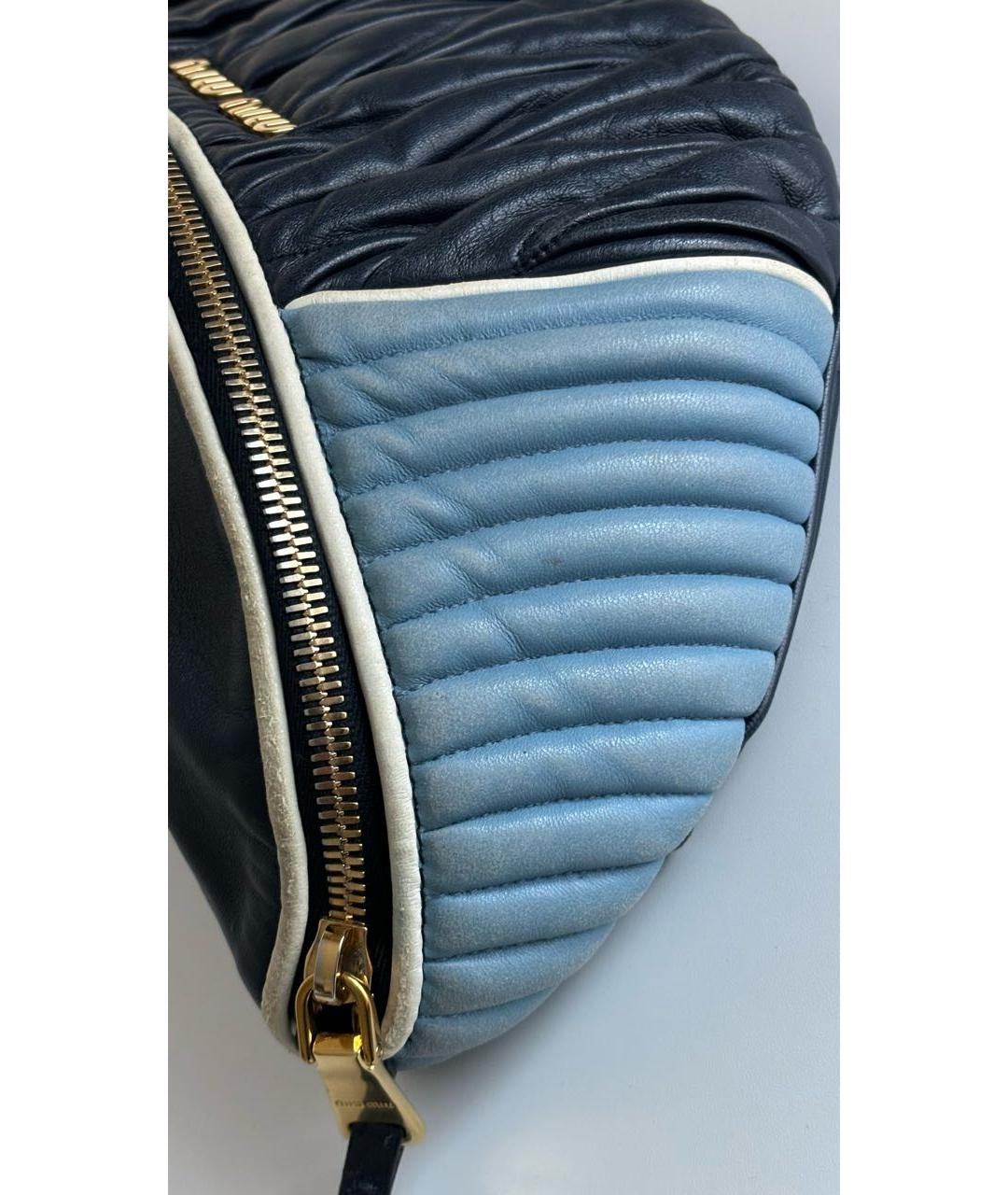 MIU MIU Темно-синяя кожаная поясная сумка, фото 3