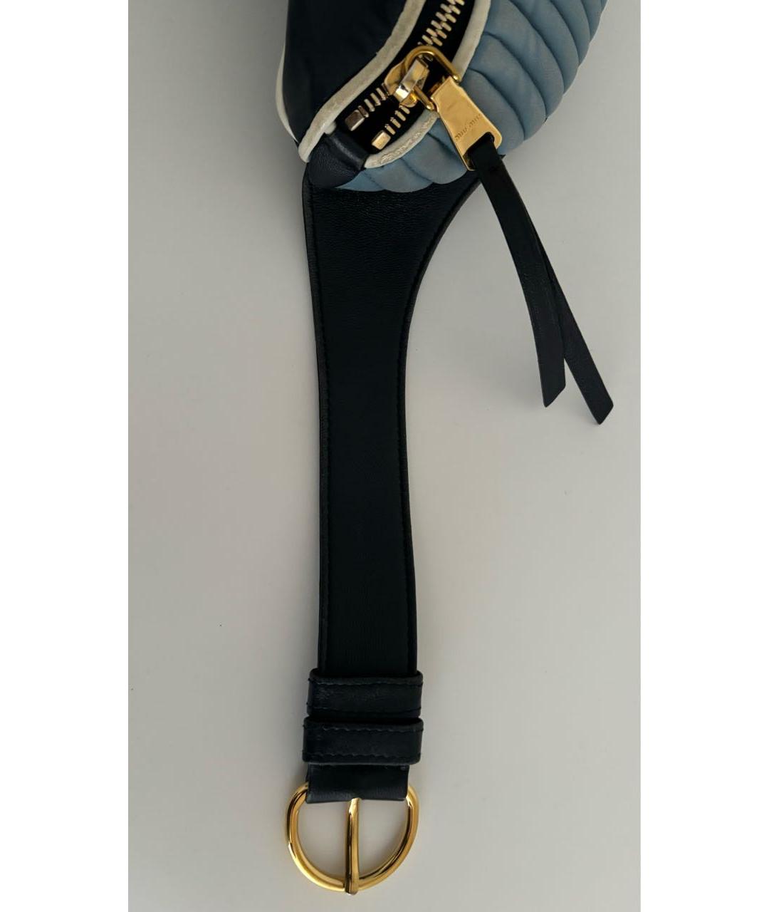 MIU MIU Темно-синяя кожаная поясная сумка, фото 7