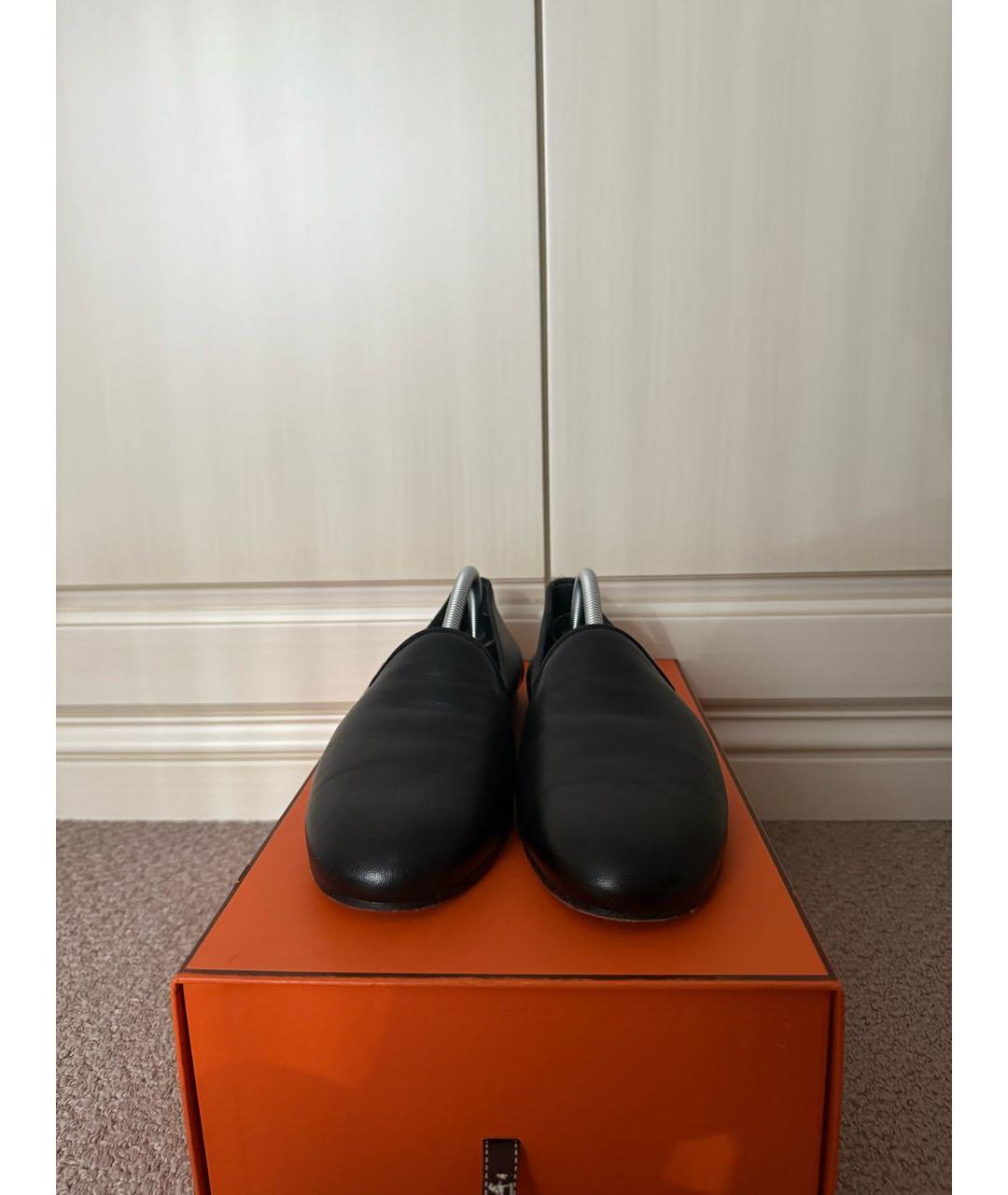 HERMES Черные кожаные лоферы, фото 3