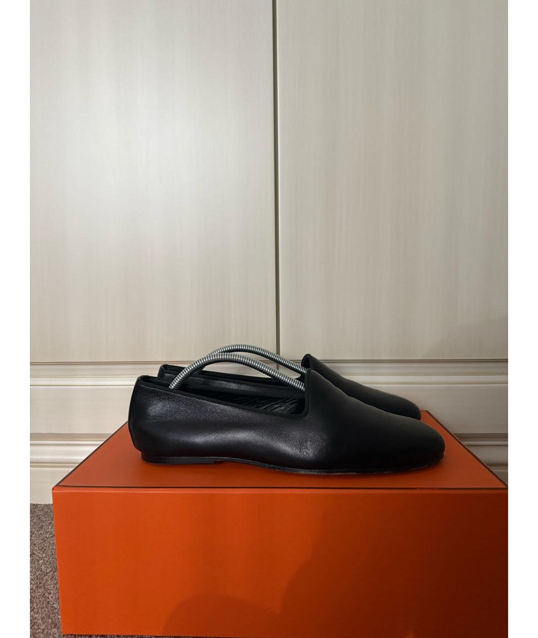HERMES Черные кожаные лоферы, фото 5
