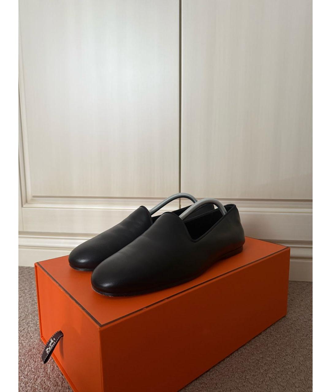 HERMES Черные кожаные лоферы, фото 2