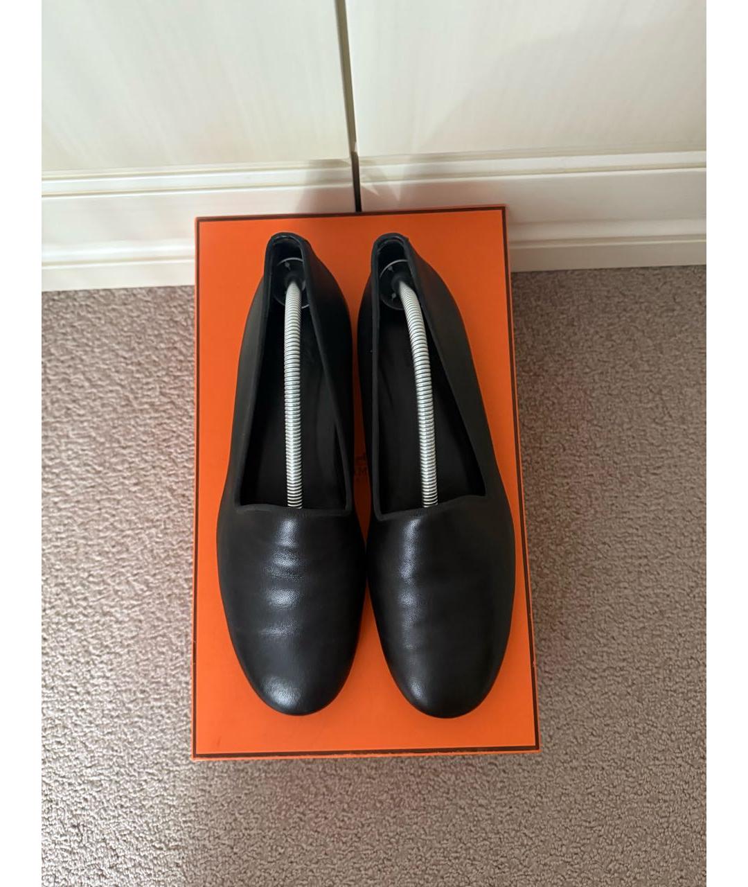 HERMES Черные кожаные лоферы, фото 4