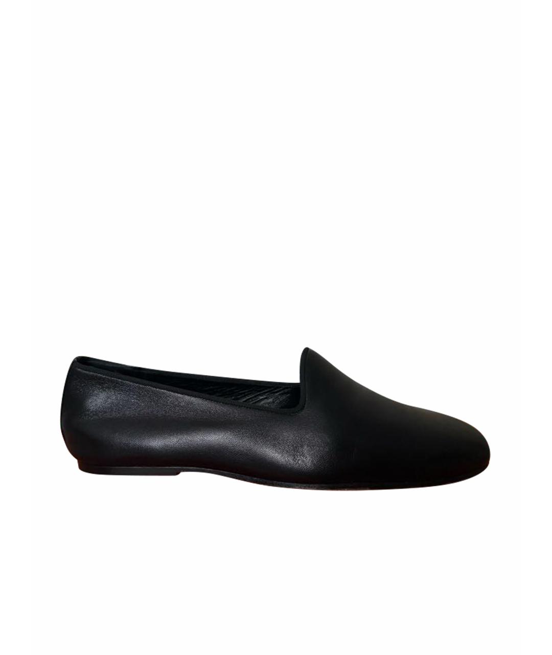 HERMES Черные кожаные лоферы, фото 1