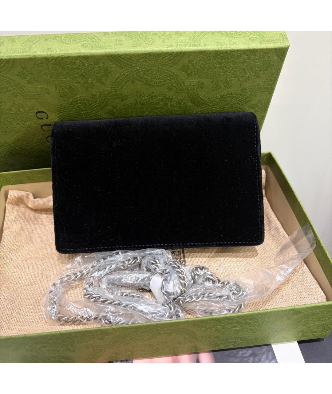 GUCCI Черная бархатная сумка через плечо, фото 2