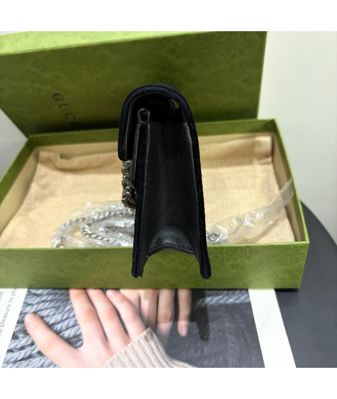 GUCCI Черная бархатная сумка через плечо, фото 4