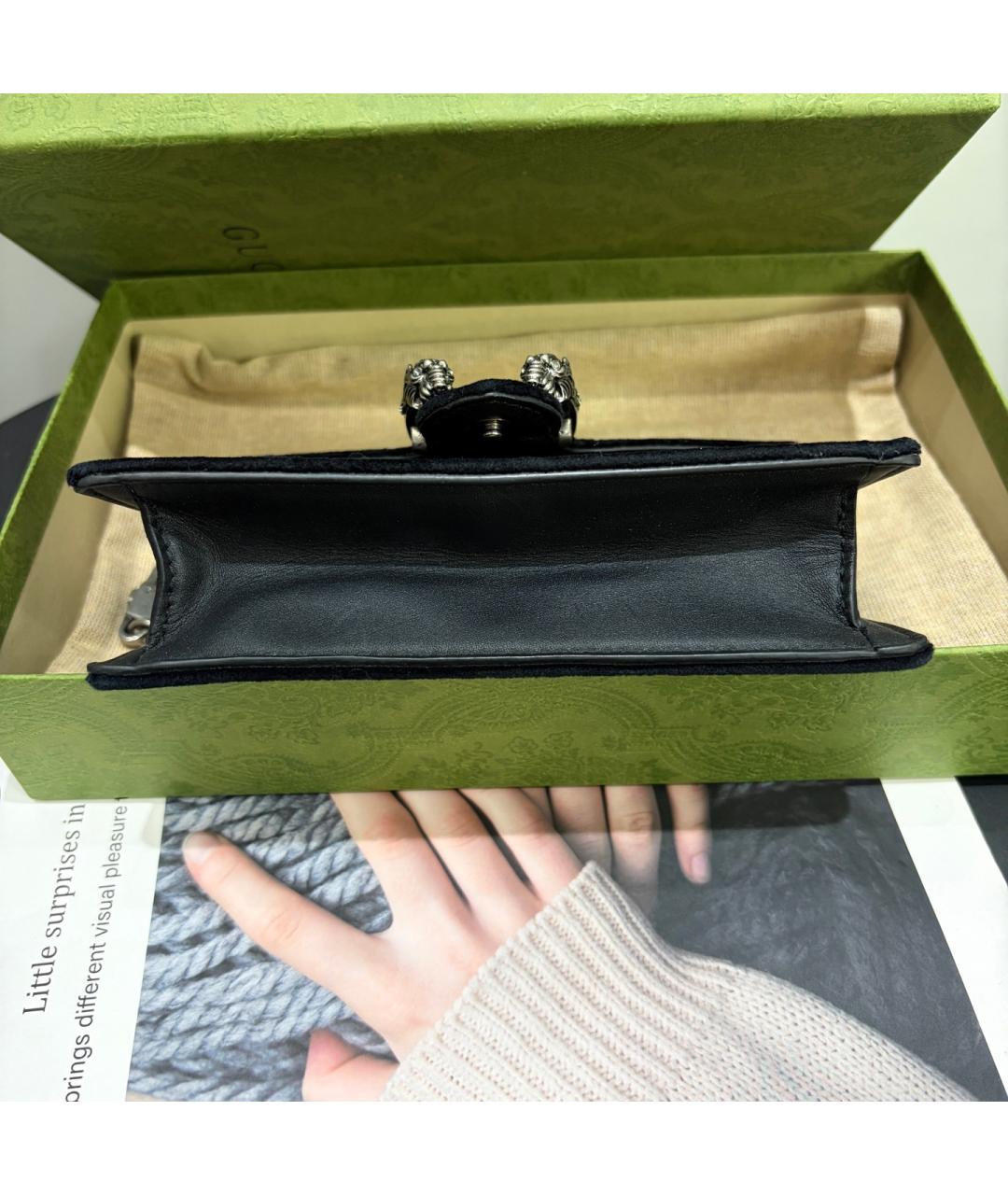 GUCCI Черная бархатная сумка через плечо, фото 5