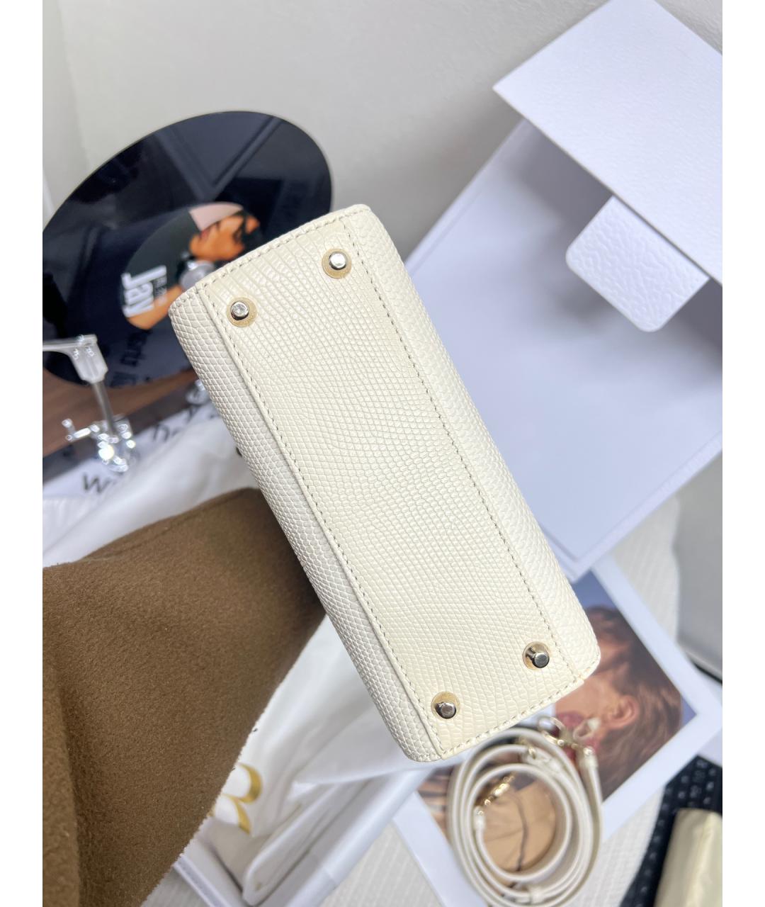 CHRISTIAN DIOR Белая сумка с короткими ручками из экзотической кожи, фото 5