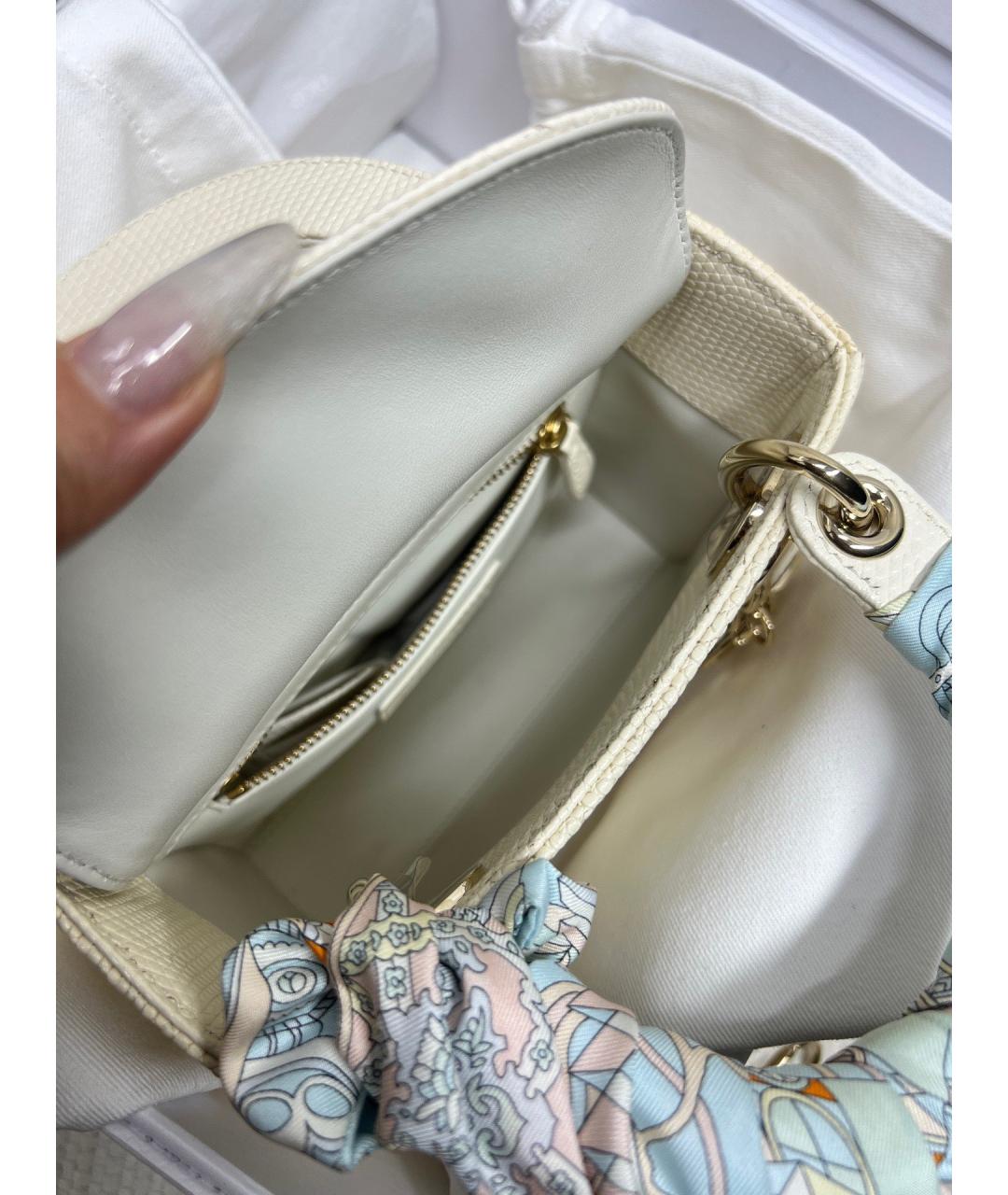 CHRISTIAN DIOR Белая сумка с короткими ручками из экзотической кожи, фото 6