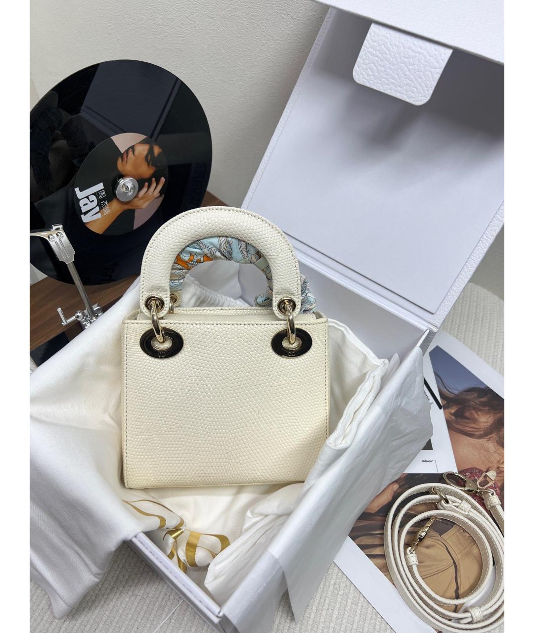 CHRISTIAN DIOR Белая сумка с короткими ручками из экзотической кожи, фото 2