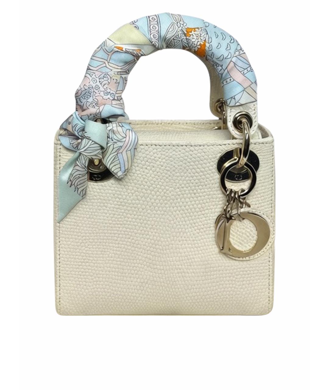 CHRISTIAN DIOR Белая сумка с короткими ручками из экзотической кожи, фото 7